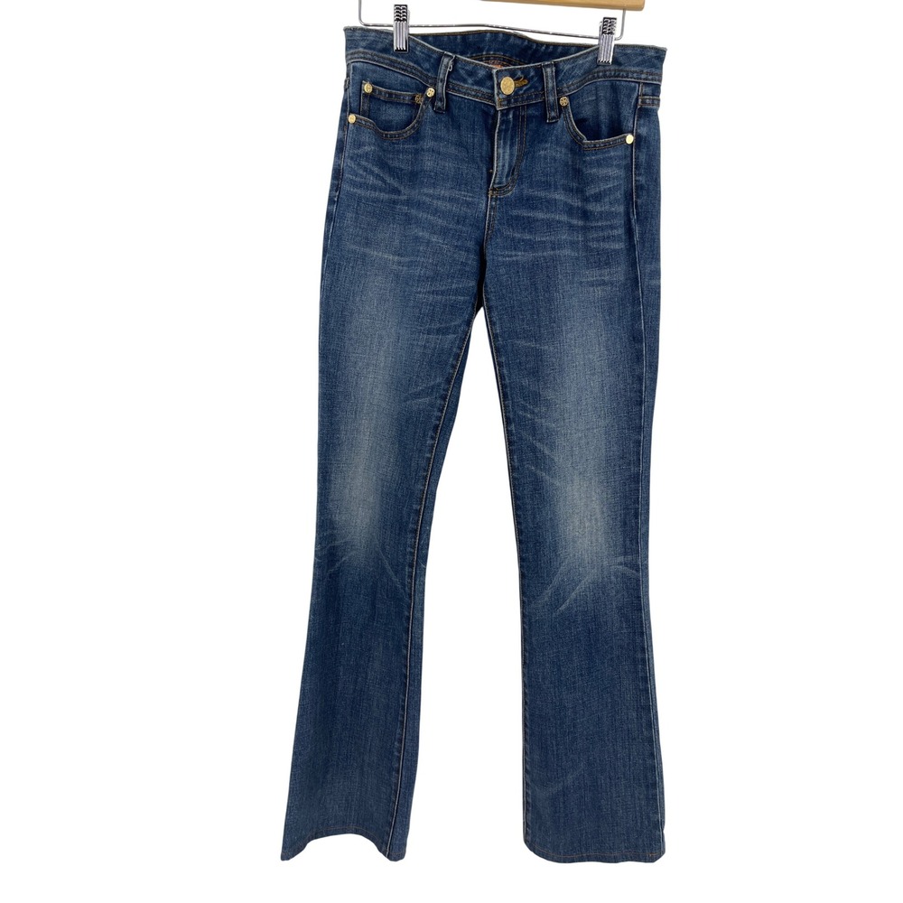 Tory Burch Classic Tory Boot Jeans Womens 28 Blue Excellent Logo Bootcut Denim